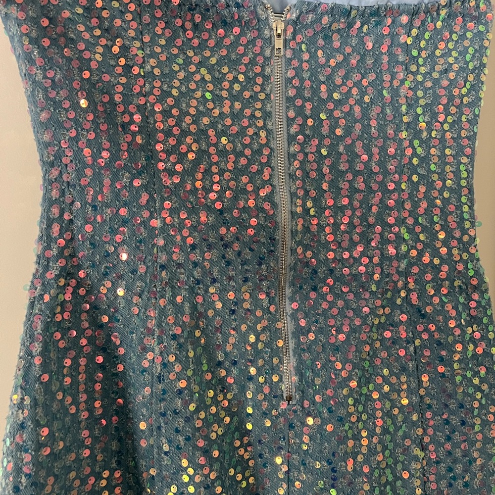 Superdown Multicolor Sequin Strapless Dress - image 5